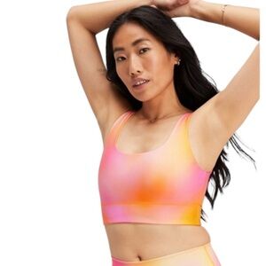 Fabletics Harlyn Reversible Midi Medium Impact Sports Bra Pink Ombre & Orange